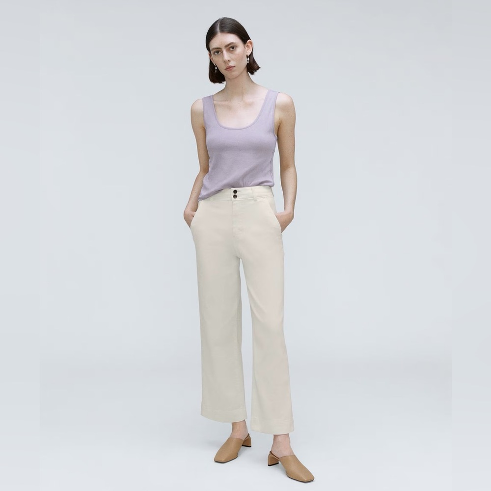 Everlane The Organic Wide-Leg Pants in Bone Ivory 6